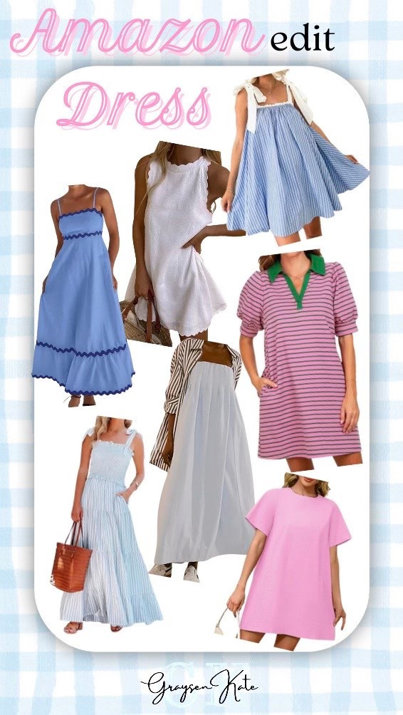 Amazon Dress Edit 💗👗
Just found the sweetest lineup of dresses on Amazon and had to share 🤍 Easy styles perfect for warm days, weekend plans, or just feeling put-together with zero effort.

From classic stripes to soft pastels and feminine details, these are too good to keep to myself.

#amazinfashion #preppystyle #graysenkateedit  #weekendwardrobe #easystyle #amazonfinds #summerlooks #onlineshopping #stapleclothing #amazonclothing #dressupordown #simplestyling

#LTKStyleTip #LTKWorkwear #LTKFindsUnder100
