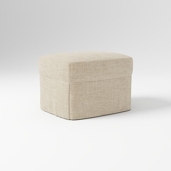 Sophie Slipcover Ottoman, Performance Yarn Dyed Linen Weave, Sand | West Elm (US)