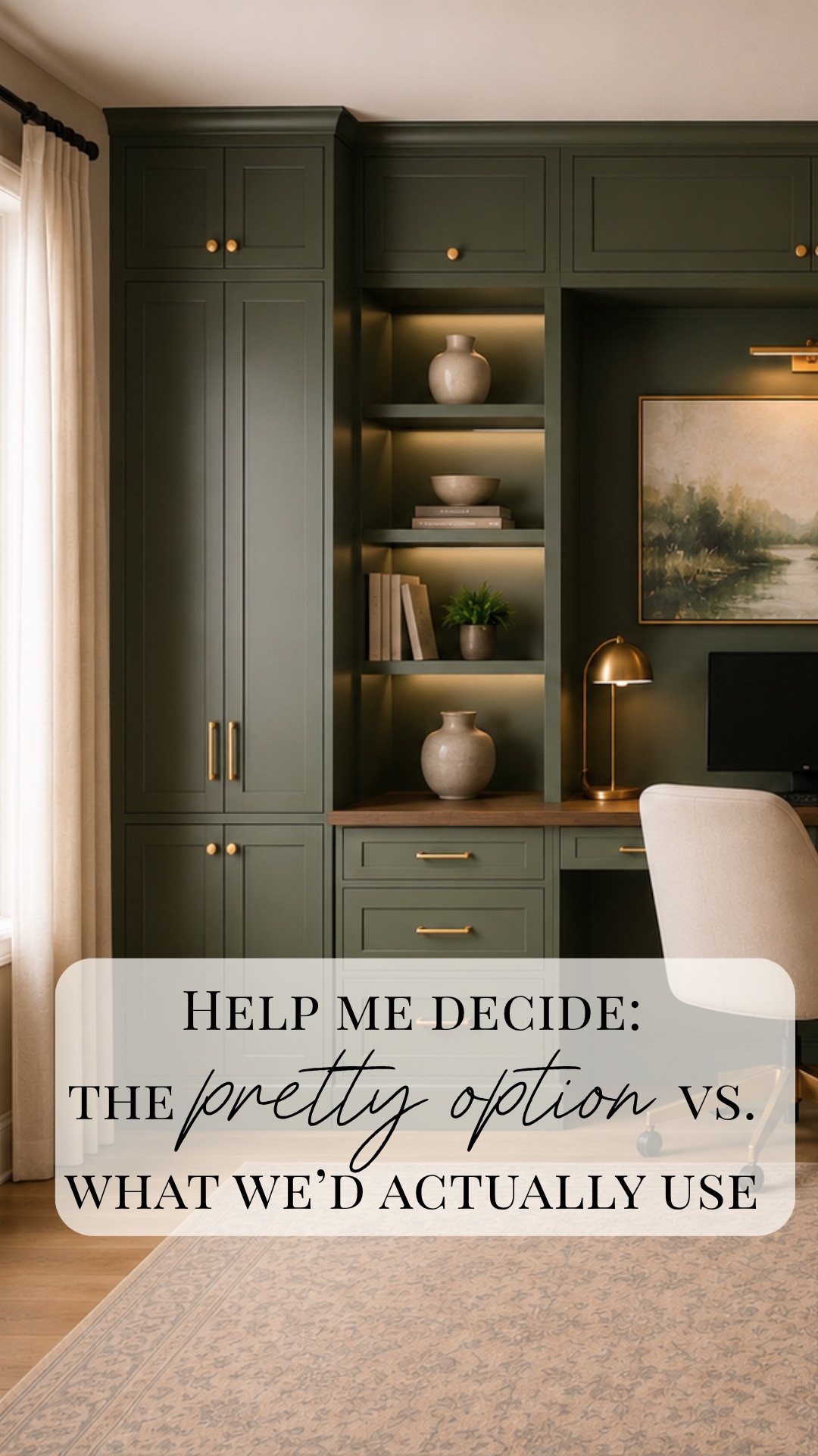 Home office seating dilemma: two affordable boucle swivel chairs or one oversized cozy chair splurge?

We’re finishing our custom office built-ins and now I’m deciding what to do in the window corner. The two-chair conversation area looks pretty and balanced, but the oversized Arhaus chair feels like the spot I’d actually use for reading, coffee, and morning sunlight.

Linking both home office seating options, plus pieces we’re considering for the rest of the office design.

#LTKHome