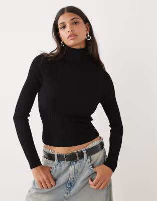 COLLUSION soft knitted ribbed roll neck in black | ASOS (Global)