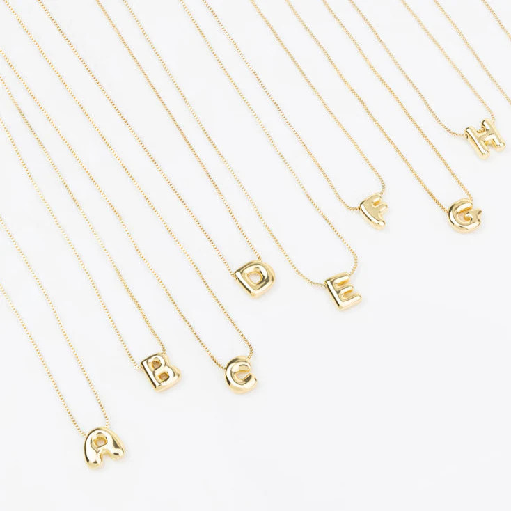 Petite Alphabet Bubble Gold Necklace | Wanderlust + Co | Wanderlust + Co
