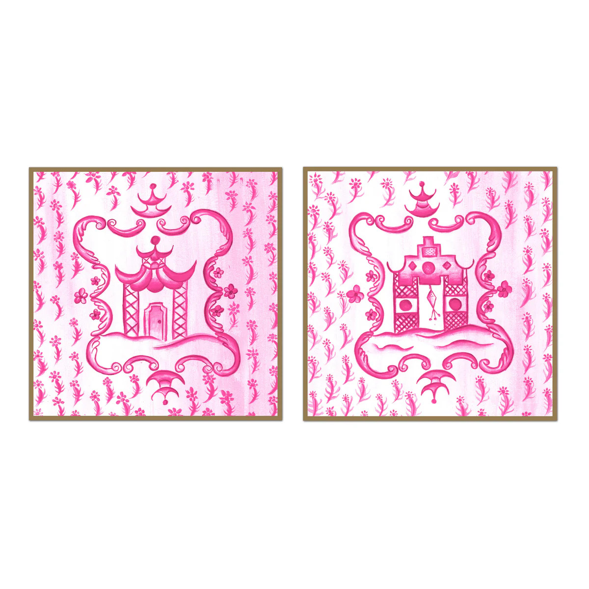 Watercolor Pagoda Pair by Oh So Lovingly Chinoiserie Art Prints | Urban Garden Prints