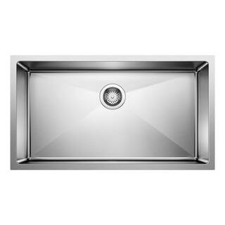 Blanco QUATRUS R15 Undermount Stainless Steel 32 in Single Bowl Kitchen Sink, Refined Brush | The Home Depot
