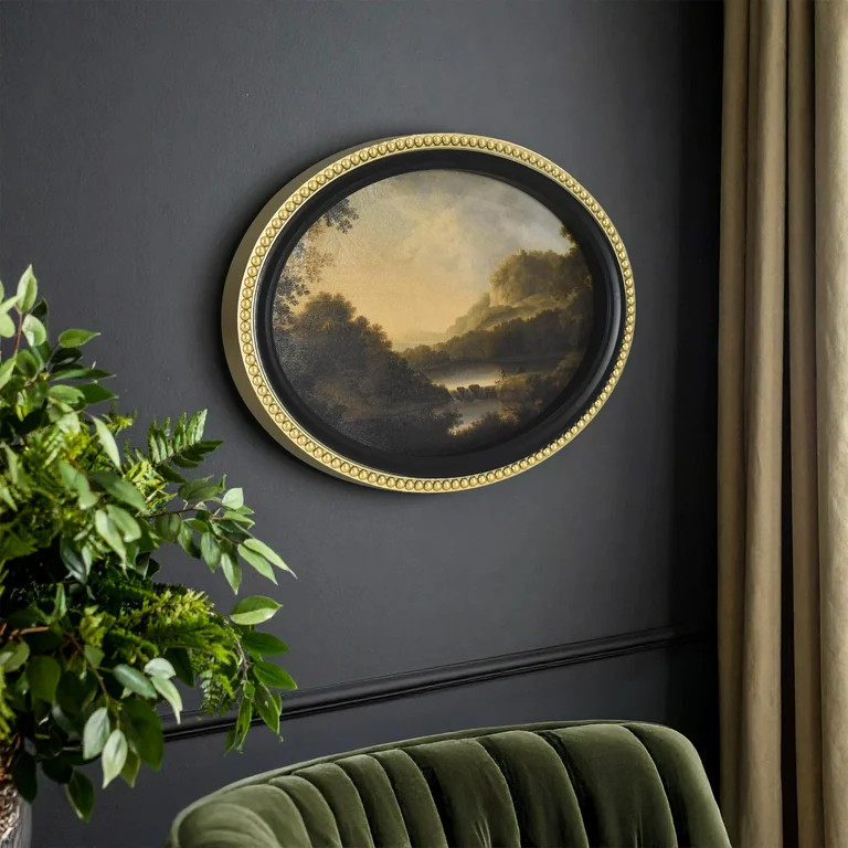 Home Decor Collection Gold Metro Beaded Oval Framed Landscape Wall Art, Vintage-Style Décor for ... | Walmart (US)