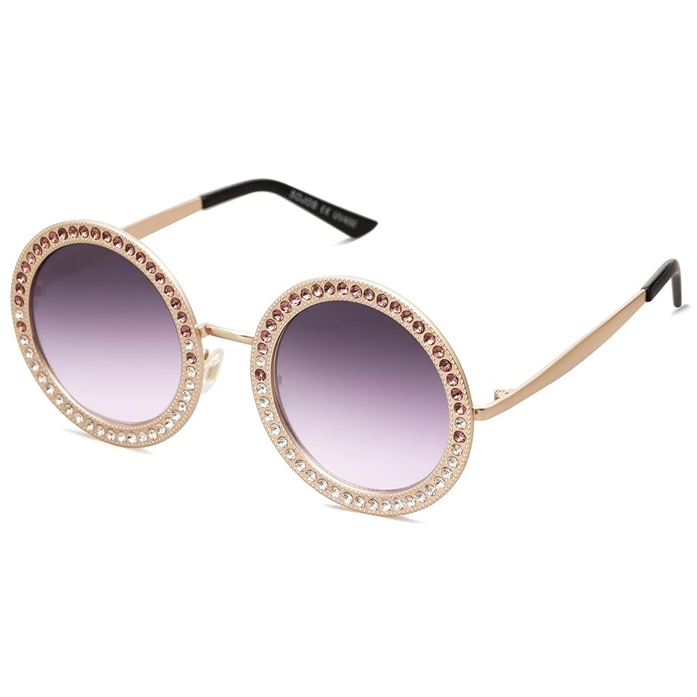 SOJOS Shining Oversized Round Rhinestone Sunglasses Festival Gem Sunnies SJ1095 | Amazon (US)