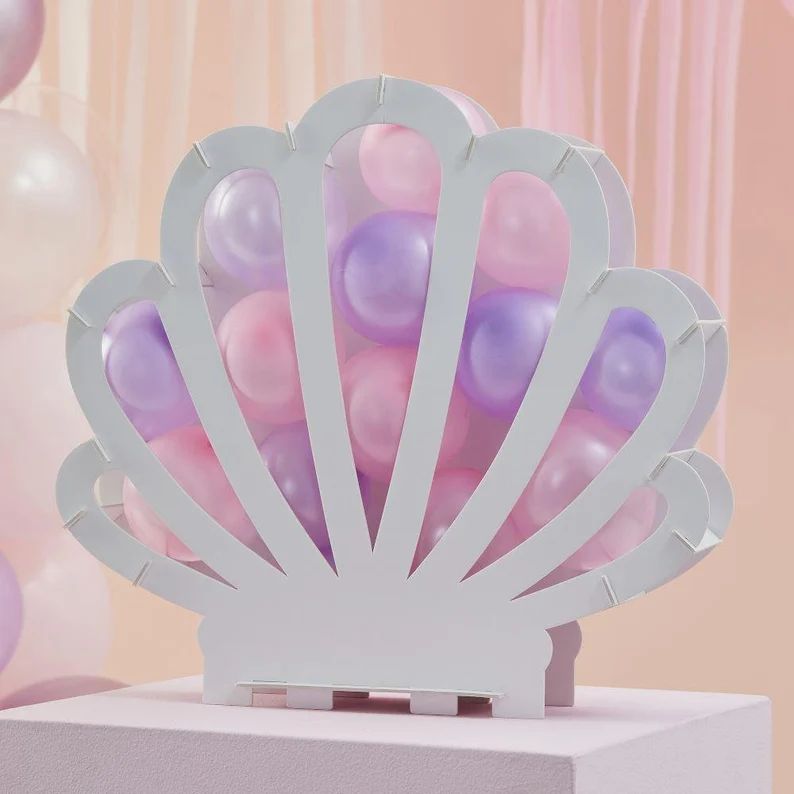 Mermaid Shell Shaped Balloon Mosaic Stand Kit, Girls Mermaid Birthday Party Balloon Frame, Mermai... | Etsy (US)