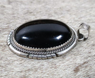 NATIVE AMERICAN STERLING SILVER BLACK ONYX PENDANT Jewelry 12 Grams  | eBay | eBay US