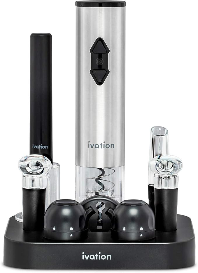 Ivation 9-Piece Wine Opener Gift Set | Deluxe Bar Kit with Electric Battery-Operated Bottle Opene... | Amazon (US)