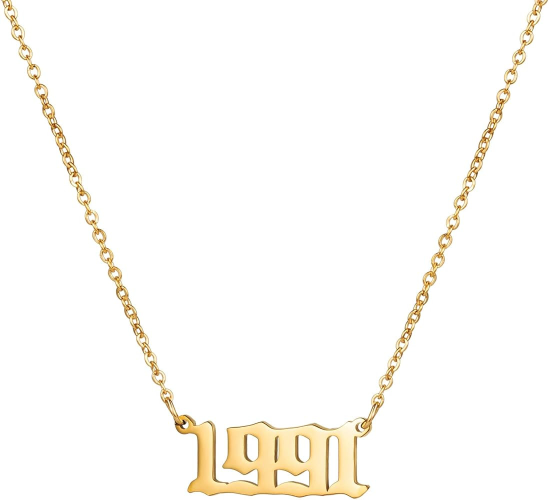 Birth Year Number Necklaces Old English Necklace for Women Daughter Teen Girl Sister Personalized... | Amazon (US)