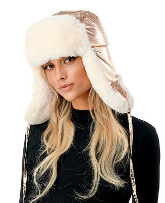 Women's Metallic Faux Fur Trapper Hat | Macy's