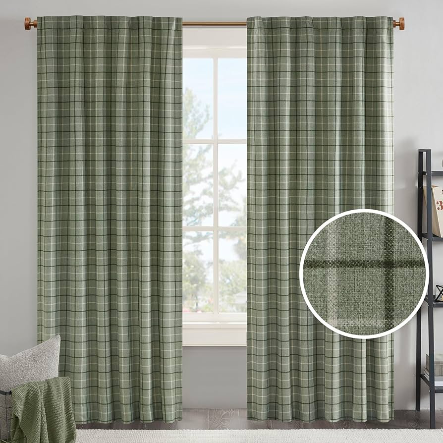 Madison Park Anaheim Cabin Plaid Curtain Window, Thermal Insulated Fleece Lining, Living Room Dec... | Amazon (US)