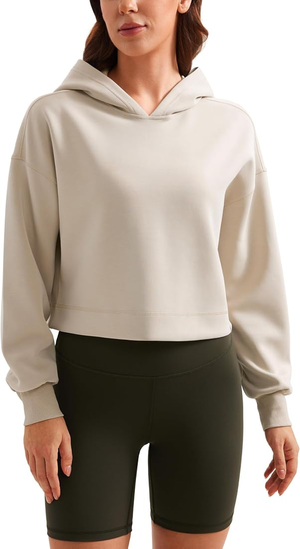 CRZ YOGA Womens SoftAura Cropped Hoodie Long Sleeve Hooded Sweatshirt Basic Workout Casual Pullov... | Amazon (US)