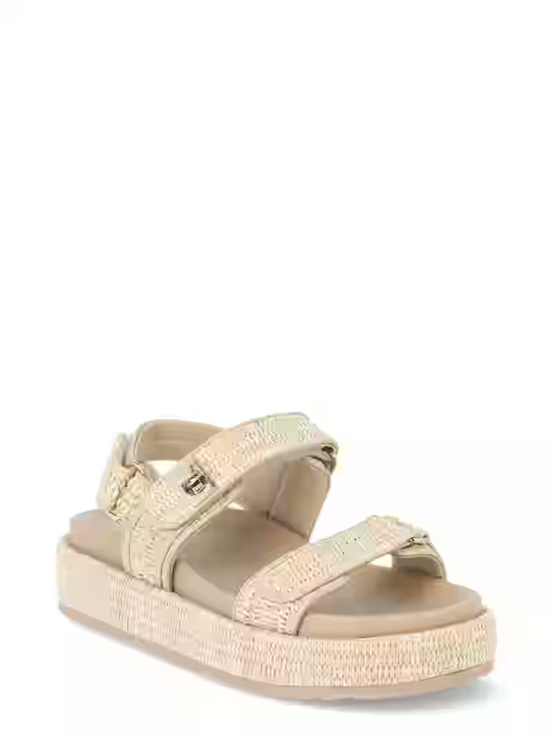 Madden NYC Women’s Raffia Flatform Sandals with Adjustable Straps | Walmart (US)