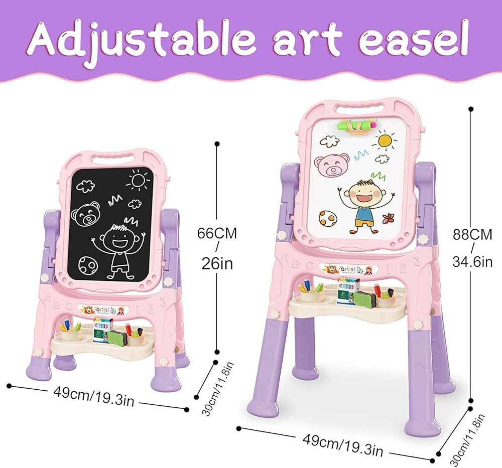 Art Easel for Kids, Adjustable Standing Rotatable Double Sided Easel with Painting Accessories fo... | Amazon (US)