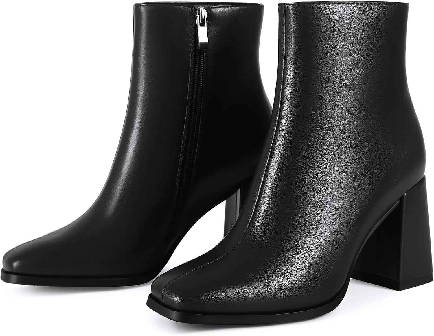 Womens Square Toe Ankle Boots Chunky Block Heel Short Boots | Amazon (US)