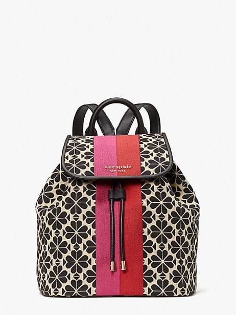 spade flower jacquard stripe sinch medium flap backpack | Kate Spade (US)