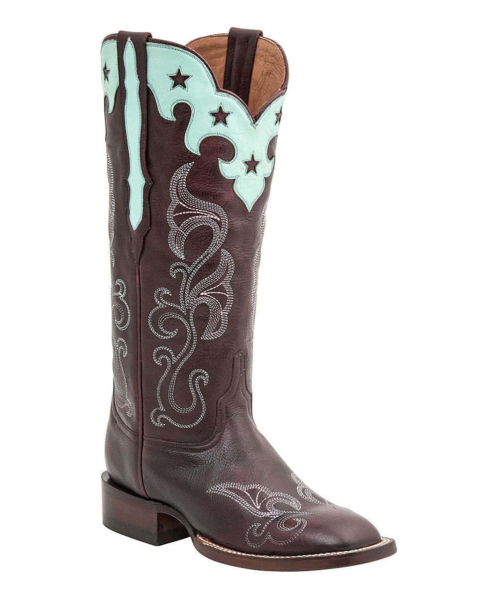 Lucchese Bootmaker Women's Western Boots BURGUNDY - Burgundy Jenna Leather Cowboy Boot - Women | Zulily