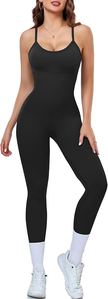 OLCHEE Womens Workout Yoga Jumpsuits Rompers - One Piece Seamless Unitard Leggings Spaghetti Stra... | Amazon (US)