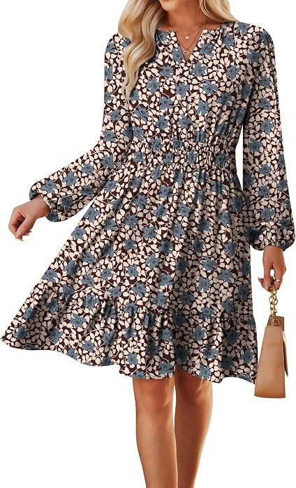 GRACE KARIN Women's V-Neck A-Line Knee Length Dress with Pockets | Amazon (US)