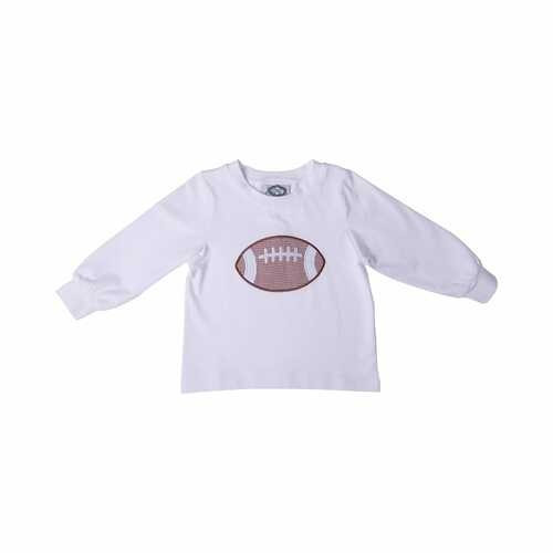 White Knit Applique Football Shirt* | Cecil and Lou