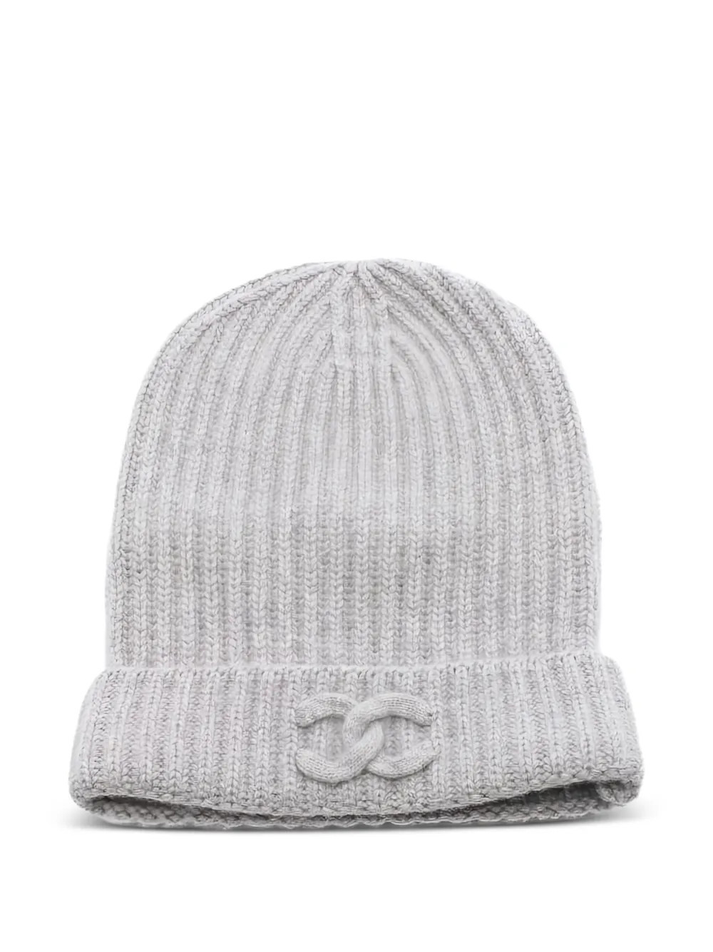 CHANEL Pre-Owned Coco Mark cashmere beanie hat - Grey | Farfetch Global