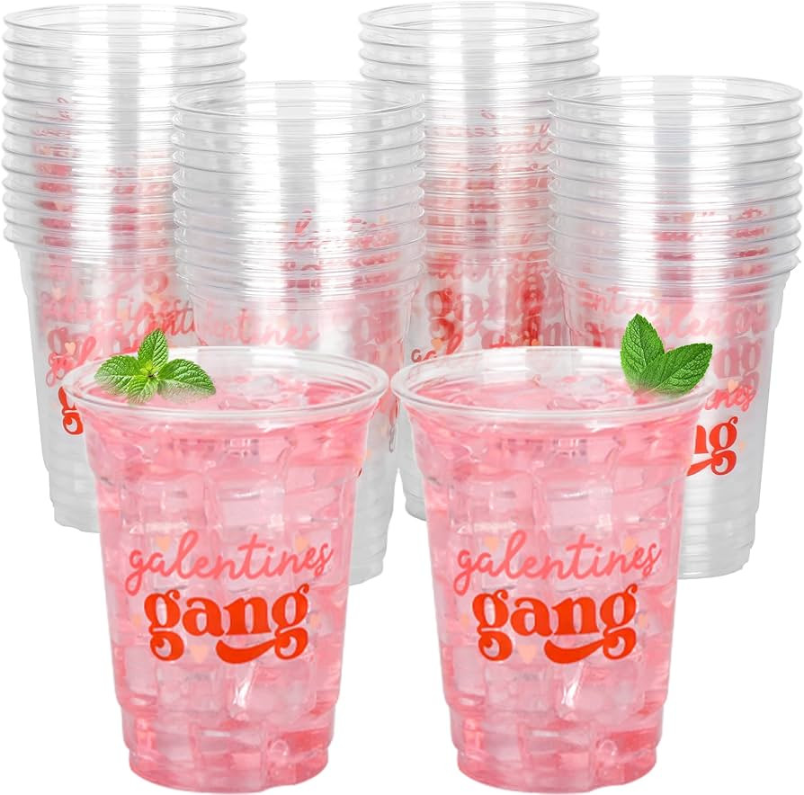 Elyxio 100 Pcs Galentine's Day Disposable Plastic Cups 12 oz Heart Design Bulk Party Cups for Gal... | Amazon (US)