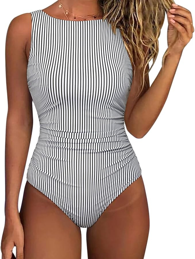 SUUKSESS Women One Piece Ruched Swimsuit Tummy Control Backless Bathing Suit | Amazon (US)