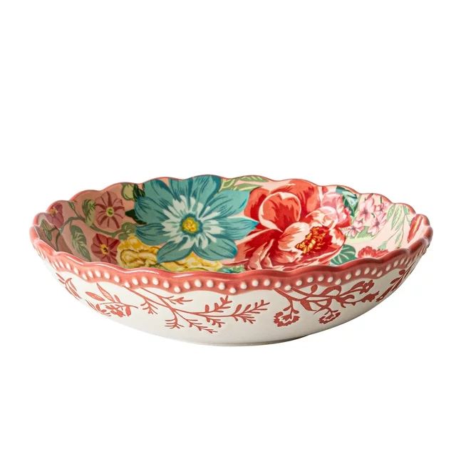 The Pioneer Woman Fancy Flourish Round Stoneware Pasta Bowl, Pink | Walmart (US)