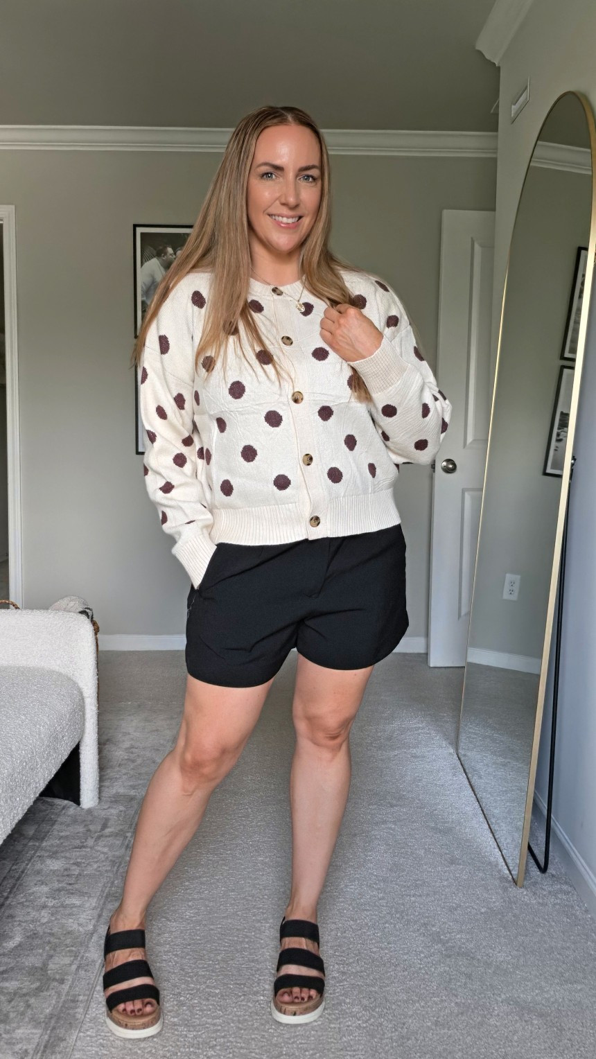This polka dot cardigan from Minsure is super soft and effortlessly chic for transitional styling. Pair it with tailored shorts or your favorite denim for a cute, comfortable look.#casualstyle #cardiganoutfit #transitionalstyle #ootd

#LTKSeasonal #LTKootd