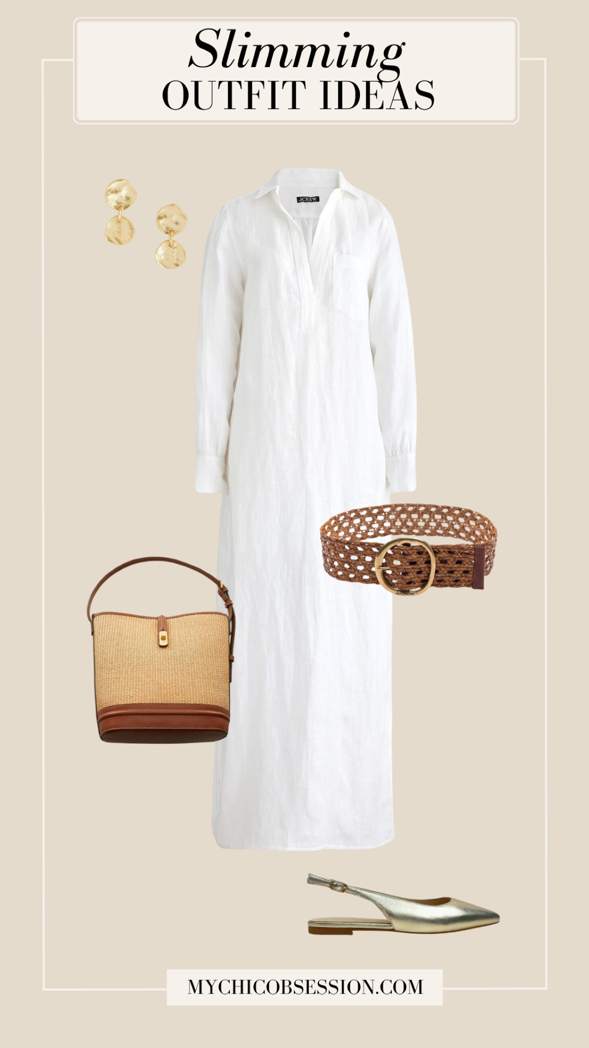 Creat a slimming effect with a waist belt when you have a dress with a looser fit. Accessorize with gold earrings, and straw purse, and gold pointed toe slingback flats.

#LTKSeasonal #LTKStyleTip