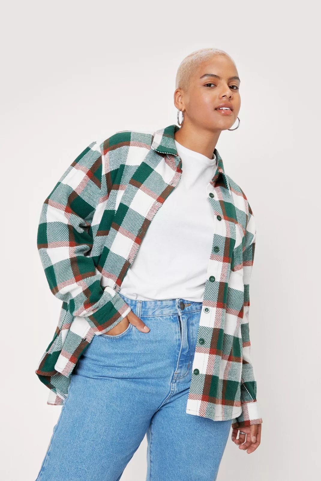 Plus Size Check Print Collared Shacket | Nasty Gal (US)