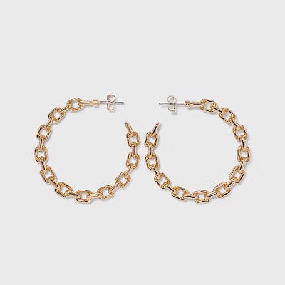 Gold Frozen Chain Hoop Earrings - A New Day™ Gold | Target