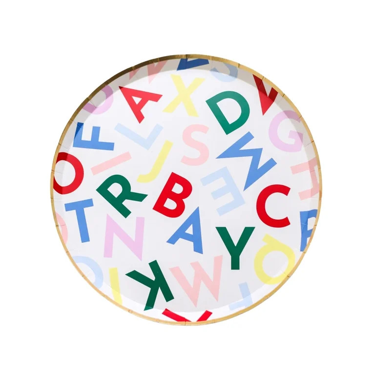 Bonjour F\u00eate Alphabet Small Paper Plates, Disposable Party Supplies, 8 Count, 8 Inch, Back t... | Walmart (US)