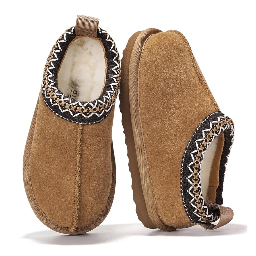 Project Cloud Genuine Leather & Australian Shearling Slippers for Kids - Memory Foam Fuzzy & Non-... | Amazon (US)