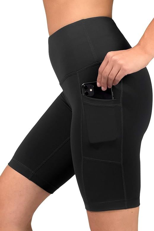 90 Degree By Reflex - High Waist Power Flex Biker Shorts with Side Pockets - 5", 7", 9" | Amazon (US)
