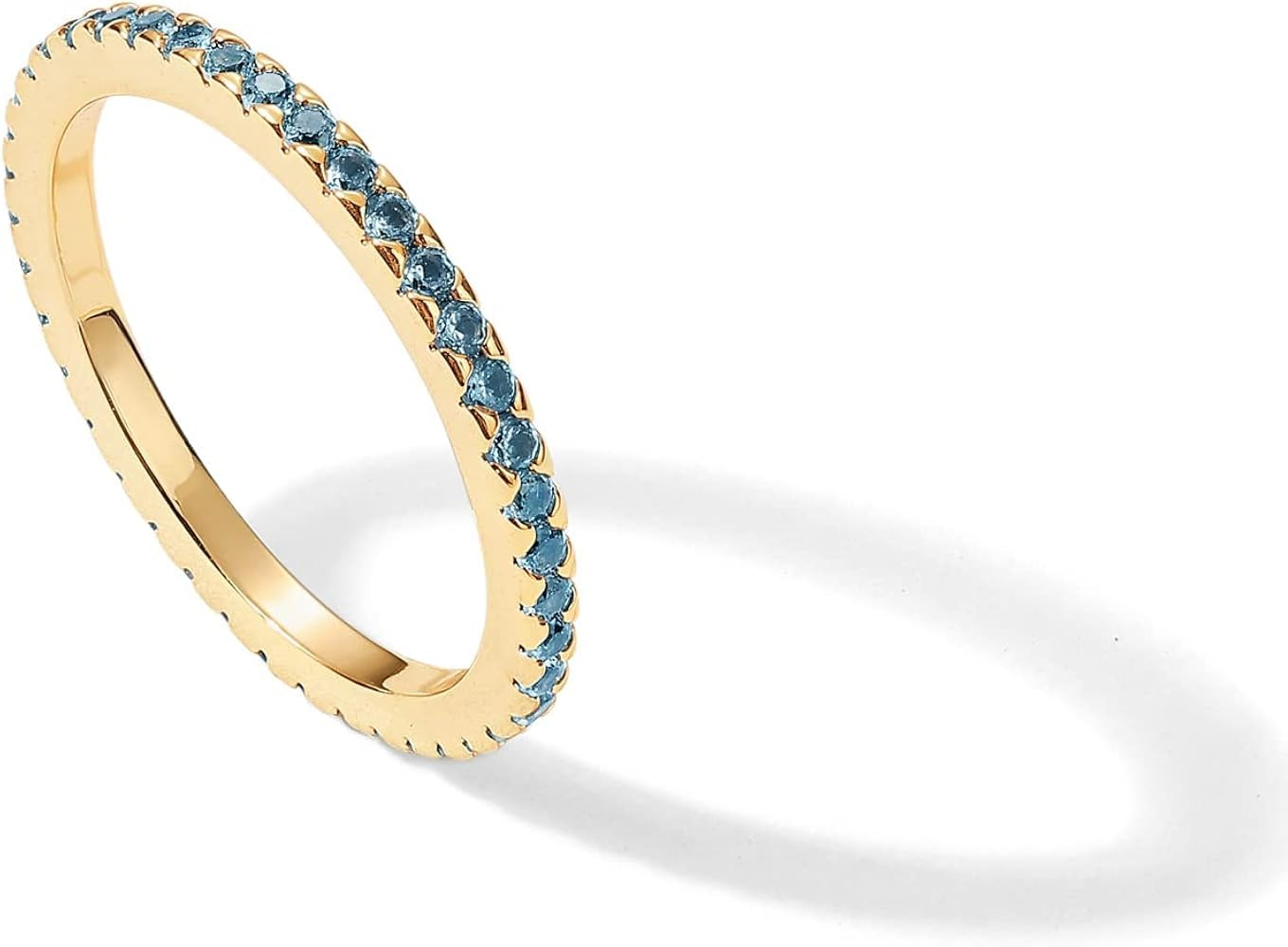 PAVOI 14K Gold Plated Sterling Silver Colored CZ Stones Stackable Ring | Simulated Diamond Eterni... | Amazon (US)