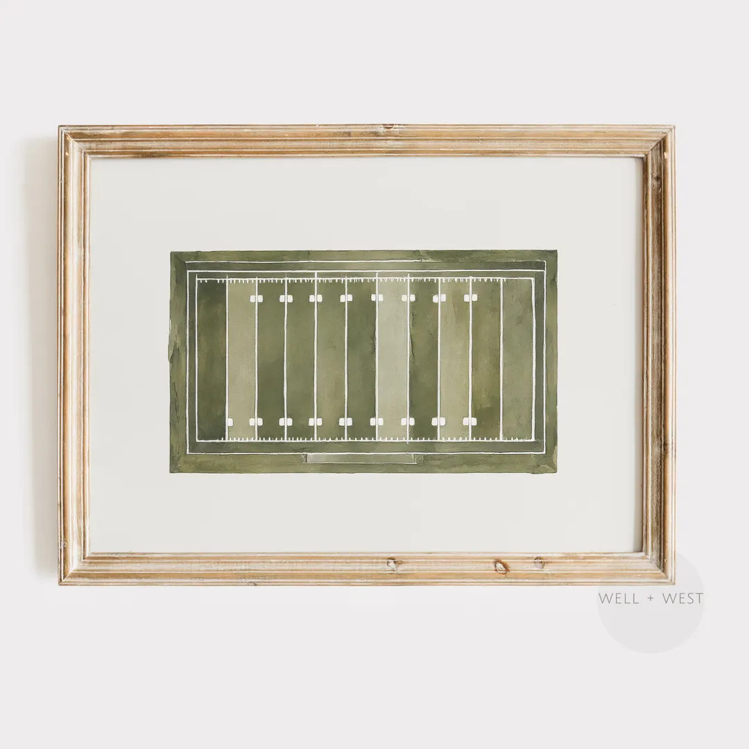 Football Field Print Vintage Style Minimalist Painting Boys Room Printable Art Sports Office Deco... | Etsy (US)