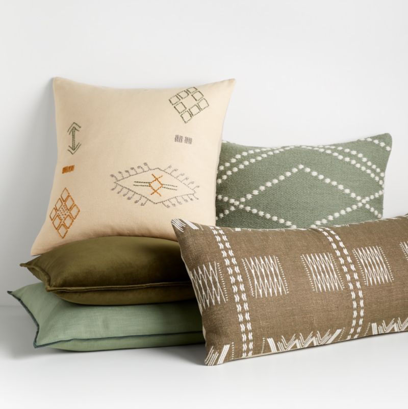 Earthy Green Pillow Arrangement | Crate & Barrel | Crate & Barrel