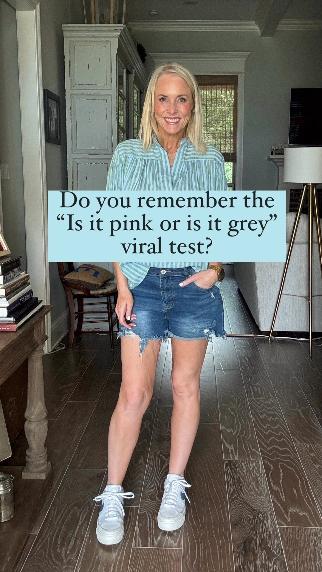 Y’all know that viral pic that circulated all over the Internet a few years ago, where there was a shoe that some people saw it as the color pink and others saw it as the color teal green or gray? Well, for some reason, this @Amazonfashion shirt reminds me of that. It is a great look for less of a higher end designer brand and extremely soft and comfortable. It looks way more expensive than it is. I’ve paired it with my favorite denim shorts and Nike Court, Legacy lift. My earrings are Jennifer Ponson and the rest of my jewelry is Amazon as well.

#LTKOver40 #LTKStyleTip #LTKFindsUnder50