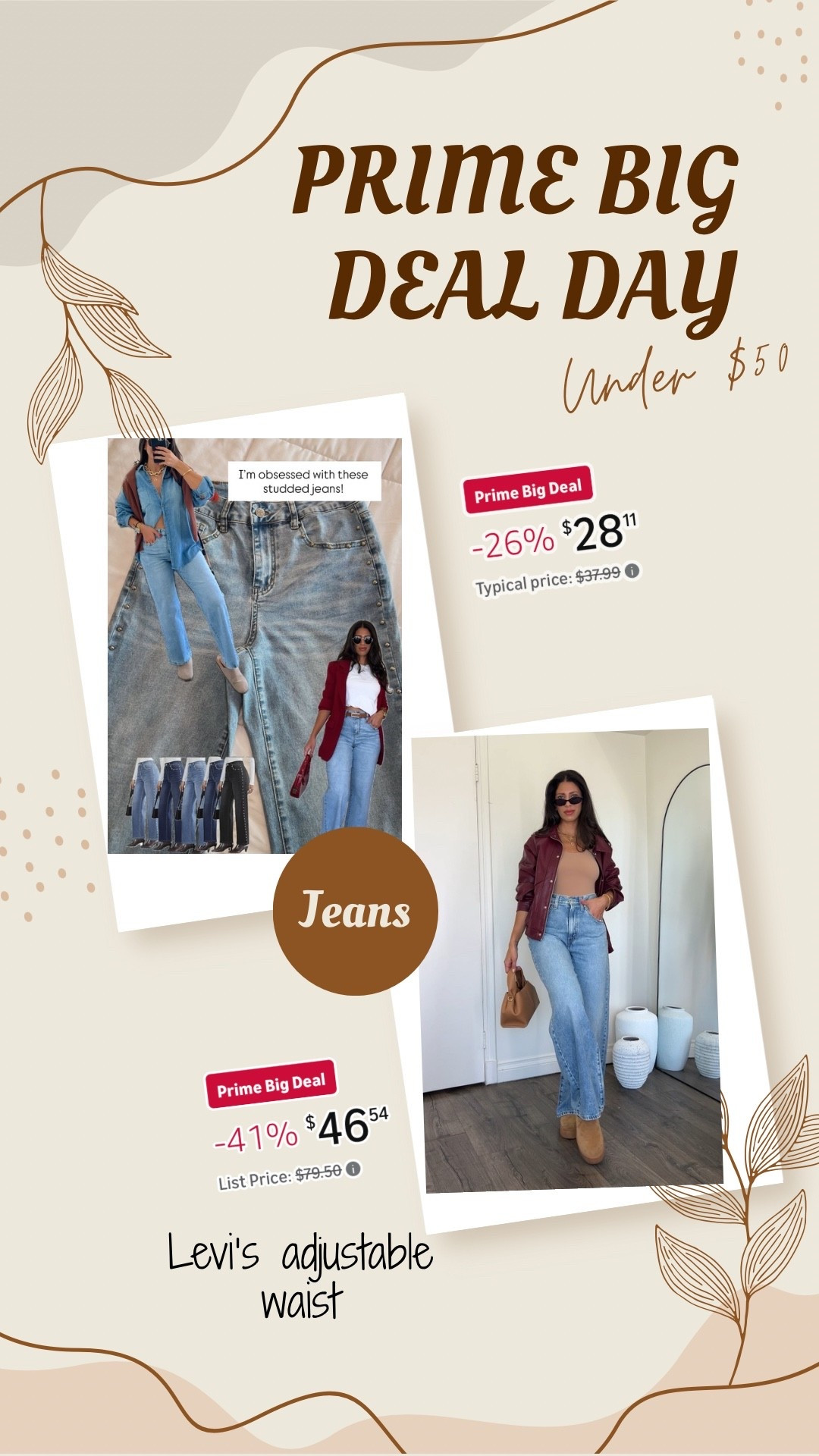 Amazon prime big deal day on jeans 

#LTKStyleTip #LTKSaleAlert #LTKFindsUnder50
