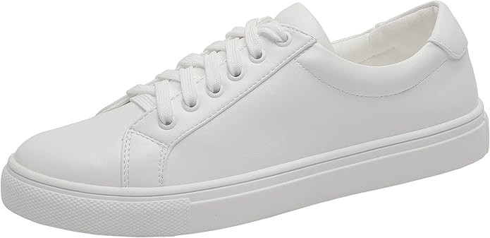 YZ Classic White Sneakers for Women PU Leather Tennis Shoes Low Top Casual Shoes | Amazon (US)