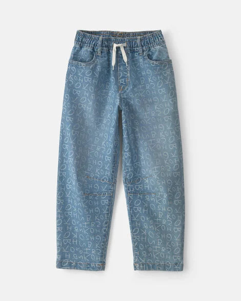 Girls Alphabet Denim Barrel Jeans - Light Wash - OshKosh B'gosh | Carter's | Carter's Inc