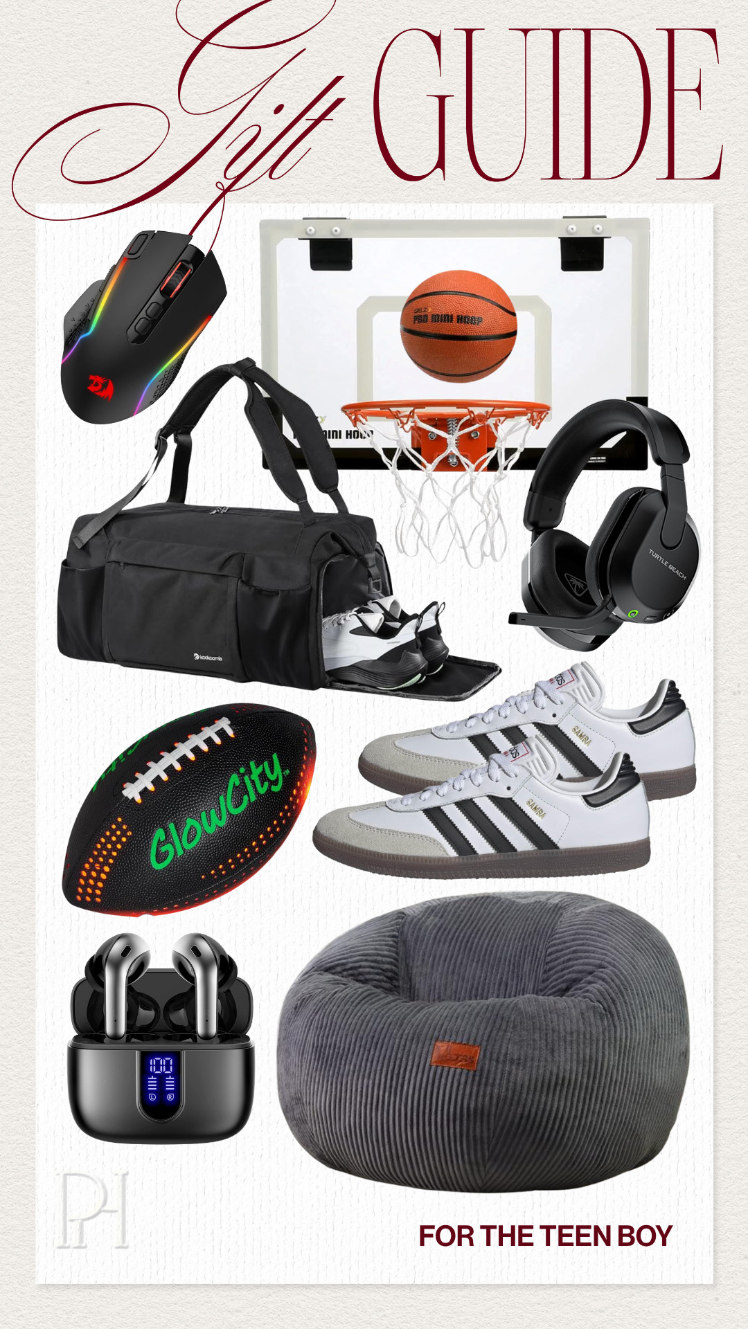 Amazon finds the teen boys this holiday season!

holiday gift guide, gifts for the teen boy, over-the-door basketball hoop, bean bag chair, earbuds, lounge chair, teen boy bedroom, glow in the dark football, football, gym bag, sports bag gaming headphones, gaming mouse, gaming tools, mens Adidas, mens sneakers, tennis shoes 

 #LTKmomlife #LTKSeasonal #LTKKids