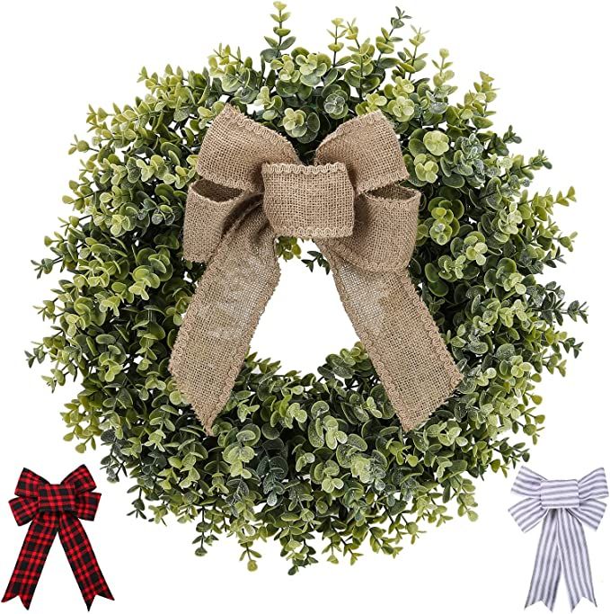 Pansu Wreaths, Boxwood Wreath,Front Door Dear, Front Door Wreath,with 3 pcs Bows,Fall,Winter and ... | Amazon (US)