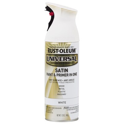 Rust-Oleum Universal Satin White Spray Paint and Primer In One (NET WT. 12-oz) | Lowe's