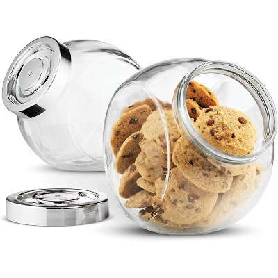 Bormioli Rocco Pandora Glass Candy Jar 75.5 oz Cookie Jar, 2 Pack, Plastic Airtight Seal Lid 2-Way Display, Bulk-Food Storage Jar for Snacks, Dry Food | Target