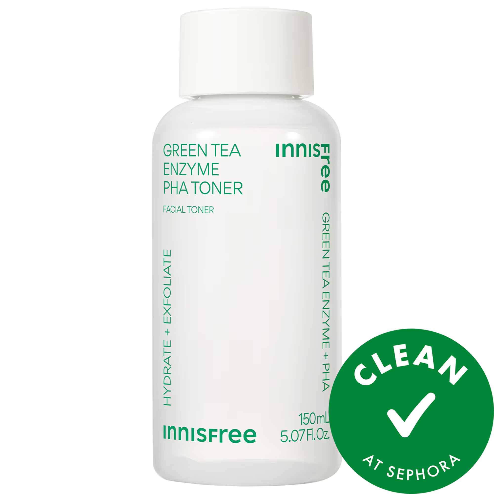innisfree Green Tea Enzyme 7% PHA Gentle Exfoliating Toner 5.07 oz / 150 ml | Sephora (US)