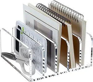 SANRUI Acrylic Desk File Organizer Holder, 5 Upright Clear Desktop Mails Sorter Document Magazine... | Amazon (US)
