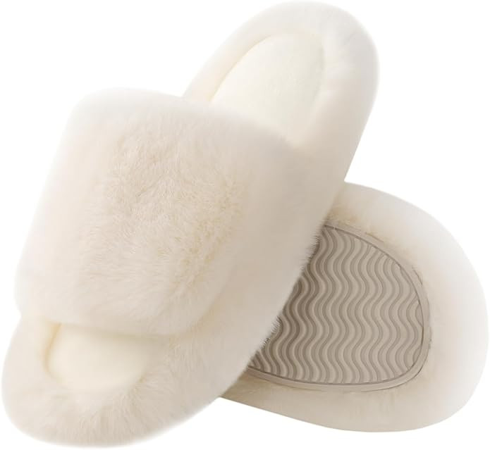 Ankis Comfy Women's Plush Slippers - Cute Chic Versatile Pretty Platform Slippers, Open Toe, Non-... | Amazon (US)