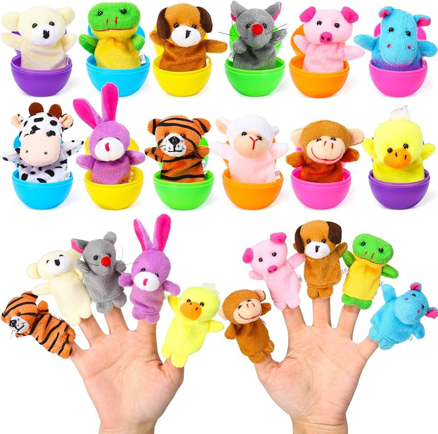 ThinkMax 12pcs Easter Eggs Filled with Finger Puppets for Easter Basket Stuffers, Easter Eggs Hun... | Amazon (US)